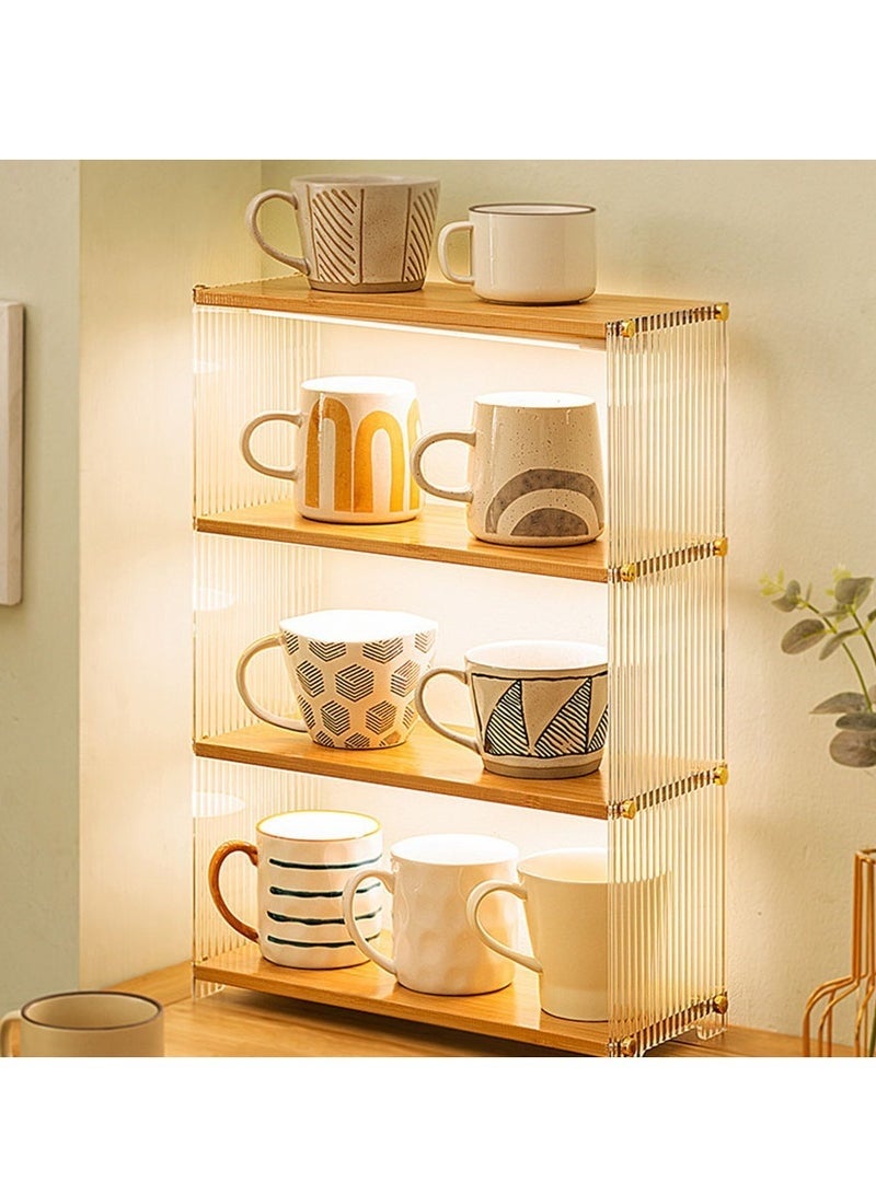 Arabest 4 Layer Storage Racks，Countertop Dish Rack Cups and Water Cup Storage Holder,Multi-Layer Shelf Rack Countertop Makeup Organizer Perfume Organizer Storage Shelves Tea Sets, Glass Cups, Coffee Cups, Mugs Sorting (34 * 48 * 15) - Image 2
